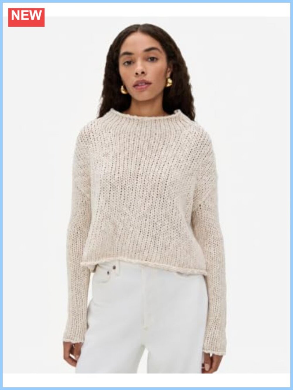 Chunky Cable Knit Cotton Acrylic Pullover Mock Neck Long Sleeve